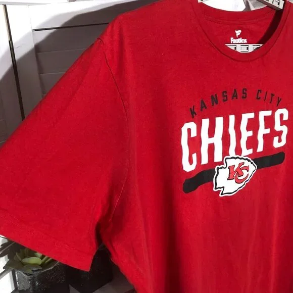 Fanatics Kansas Chiefs red white black logo cotton T-shir short sleeves Sz 4XL - Picture 3 of 5
